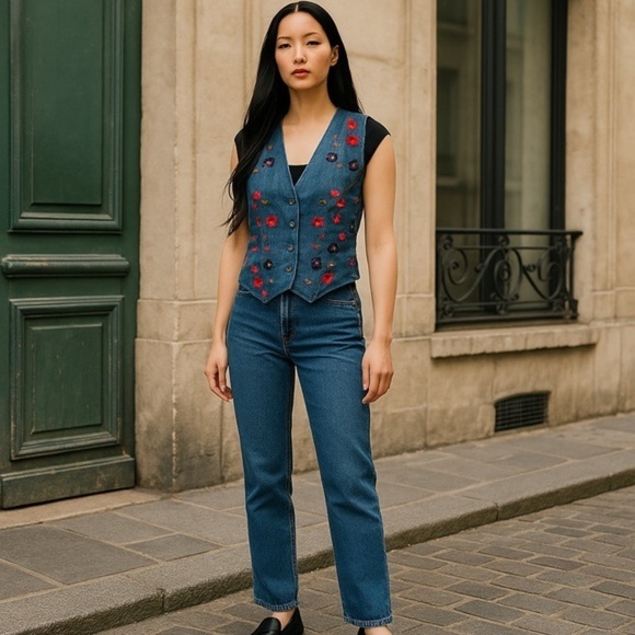 Karen Scott Jackets & Blazers - Karen Scott Blue Vest Jackets & Coats